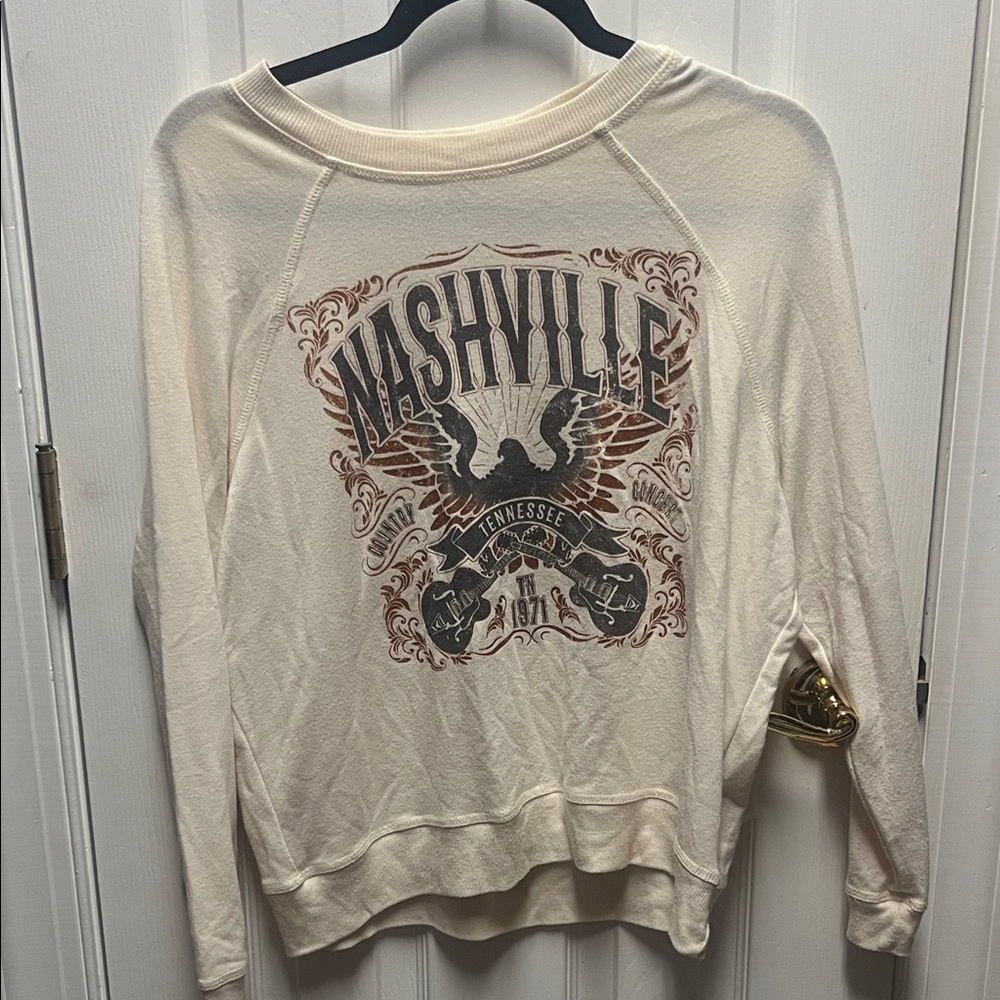 Altar'd State Cream Nashville Graphic Long Sleeve Tee
